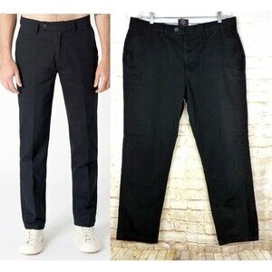 Neuw Chino Pants Mens 38X32 Fits 37X29.5 Black Cash Twill Cotton Straight Leg